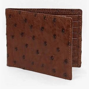 Torino Elegant Brown Genuine Ostrich Leather Billfold Wallet and Card Holder